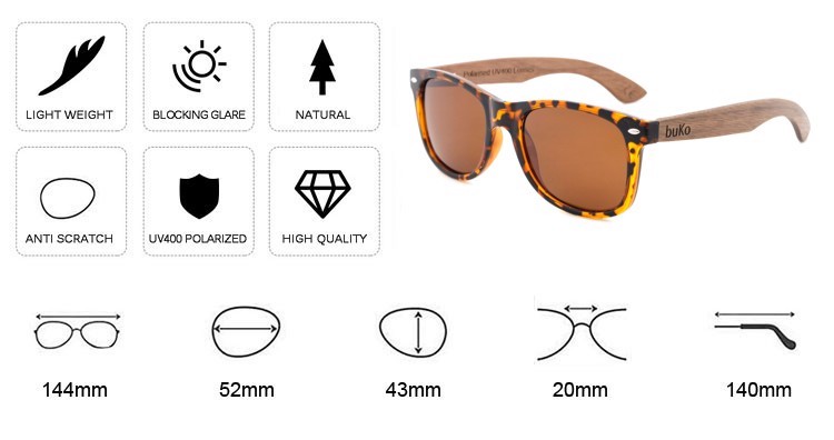 Dimensions of Drift wooden sunglasses