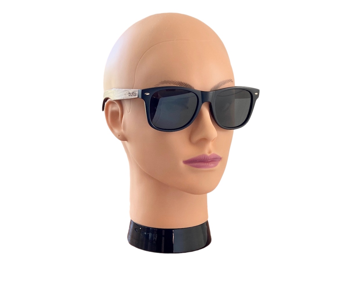 runaway wooden sunglasses on female model