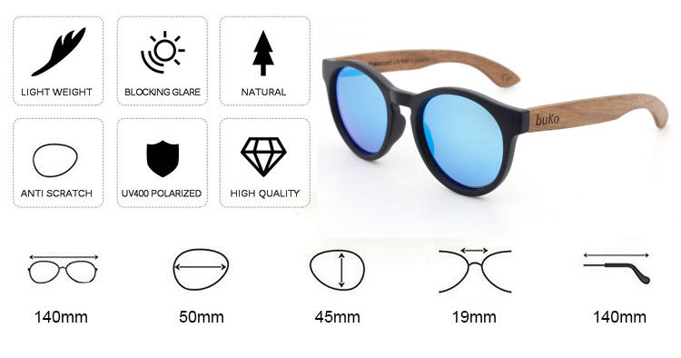 rendezvous round wood sunglasses dimensions
