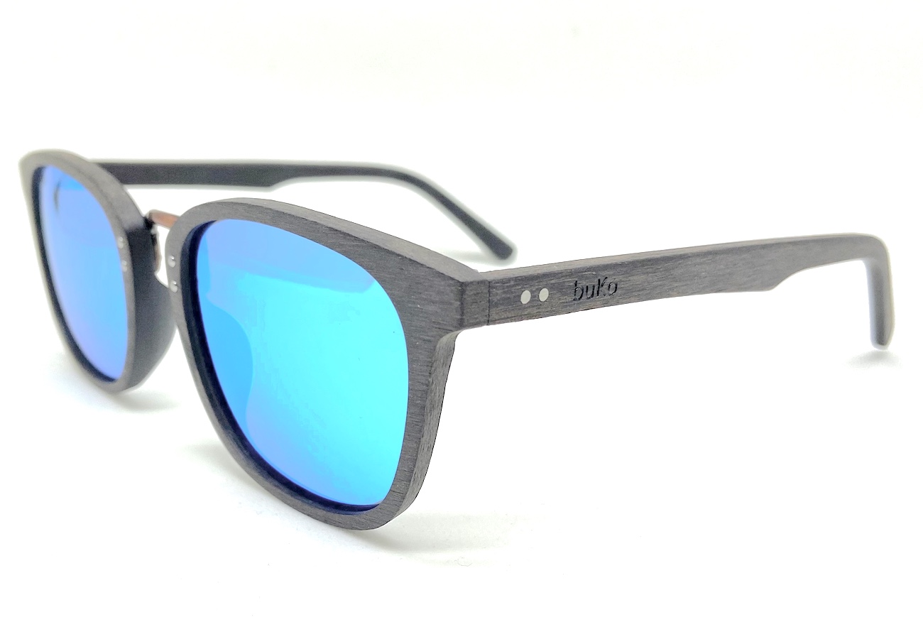 Bondi wooden sunglasses with blue lenses