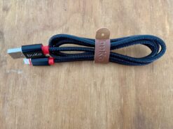 Black leather iPhone charging cable