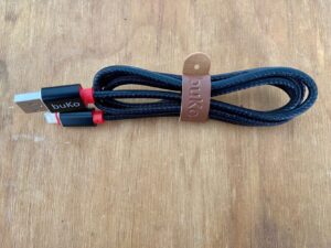 Black leather iPhone charging cable