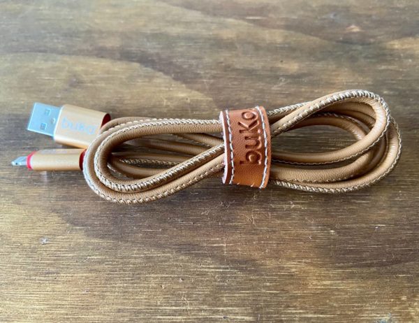 Tan leather lightning charger cord