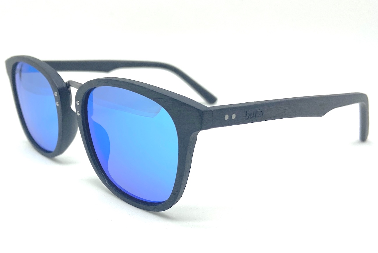 Bondi Black sunglasses with blue lenses