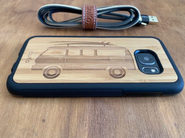 Wooden Samsung Galaxy S7/S7 Edge Case with Kombi Van Engraving