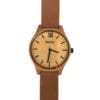 Bamboo watch with brown leather strap