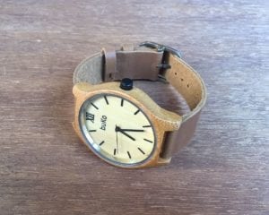 Bamboo Watch with brown leather band