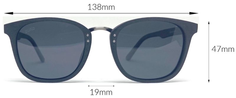 Dimensions of Bondi Black wooden sunglasses