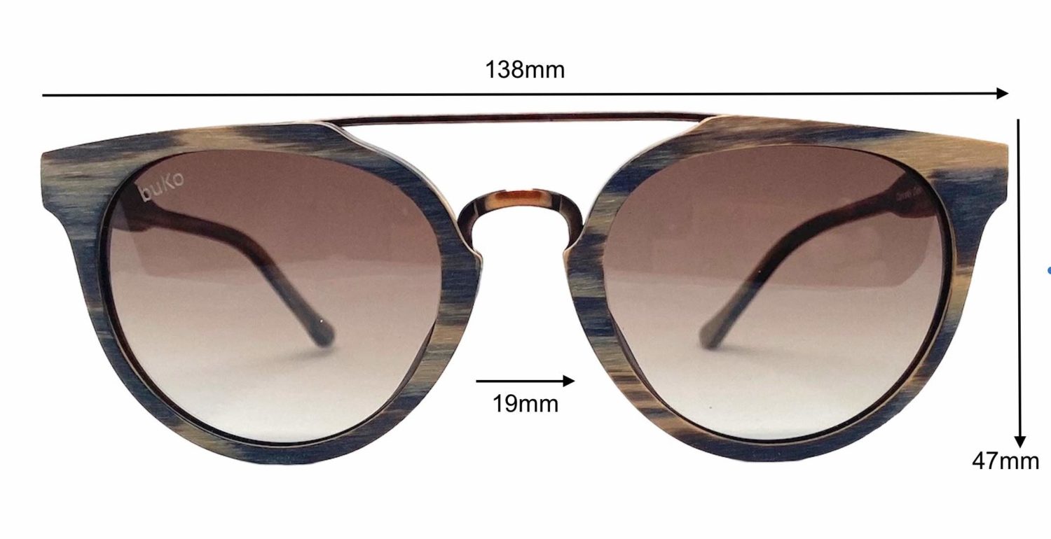Clovelly Oak sunglasses dimensions