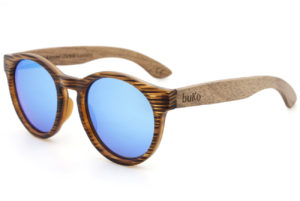 Savannah wooden sunglasses with blue lenses