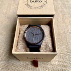 Alternative view of Black Walnut Wood & Rose Gold Watch - Black Leather - 40mm