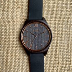 Black Walnut Wood & Rose Gold Watch - Black Leather - 40mm