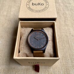 Alternative view of Black Walnut Wood & Rose Gold Watch - Brown Leather - 40mm