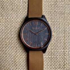 Black Walnut Wood & Rose Gold Watch - Brown Leather - 40mm