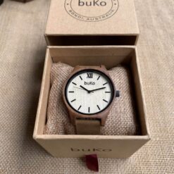 Alternative view of Walnut & Maple Wood Watch - Brown Leather