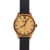 Bamboo Watch with Black Leather Band