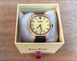 Bamboo Watch with Black Leather strap