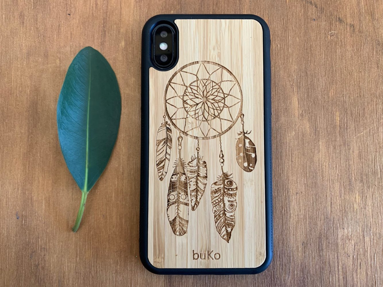 Wooden iPhone X/XS Case with Dreamcatcher Engraving