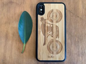 Wooden iPhone X/Xs Case with Motorbike Engraving