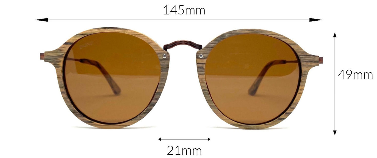 Tama Oak sunglasses dimensions
