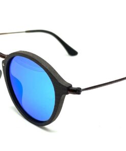 Tama wood sunglasses with blue lenses