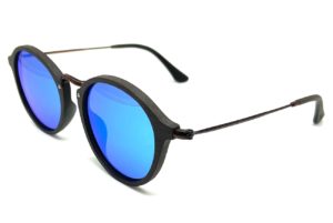 Tama wood sunglasses with blue lenses