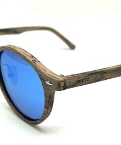 Avalon Oak wood sunglasses side blue