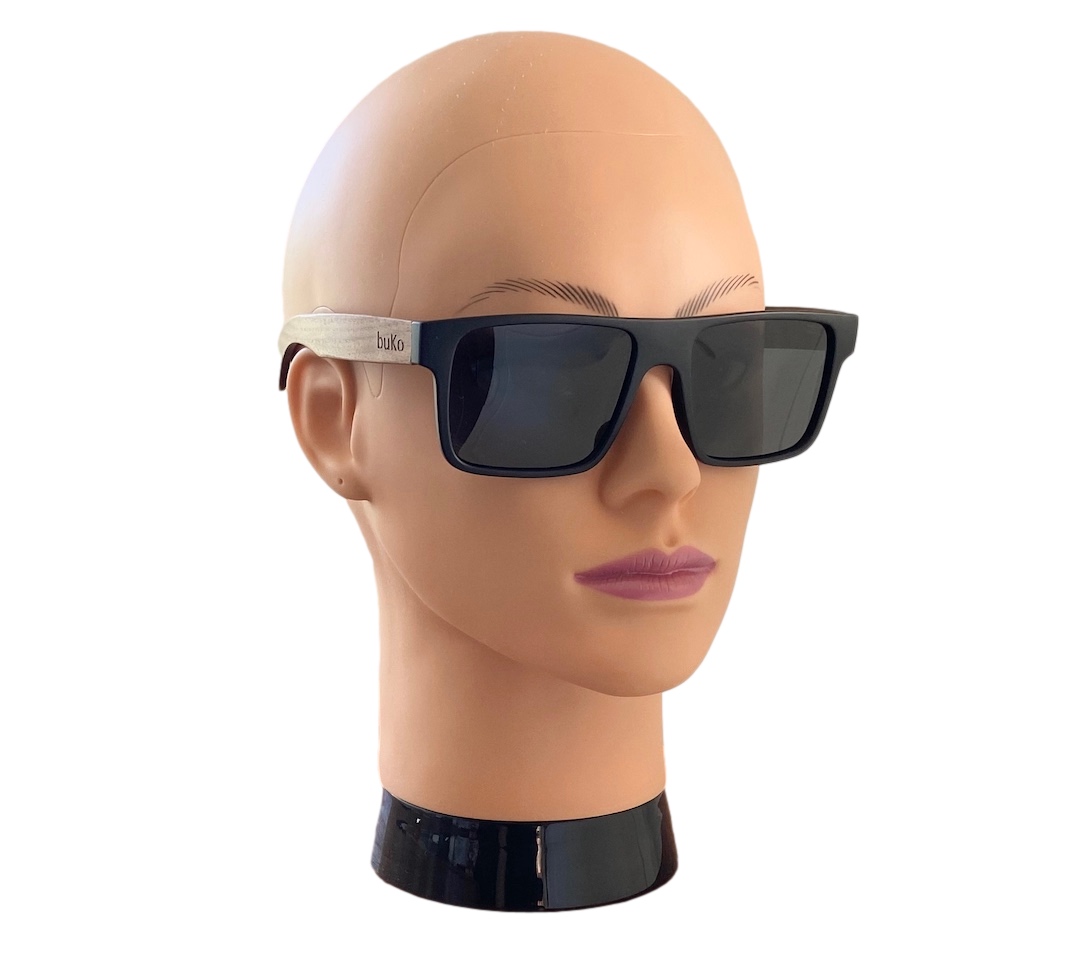 hall wooden sunglasses on female model