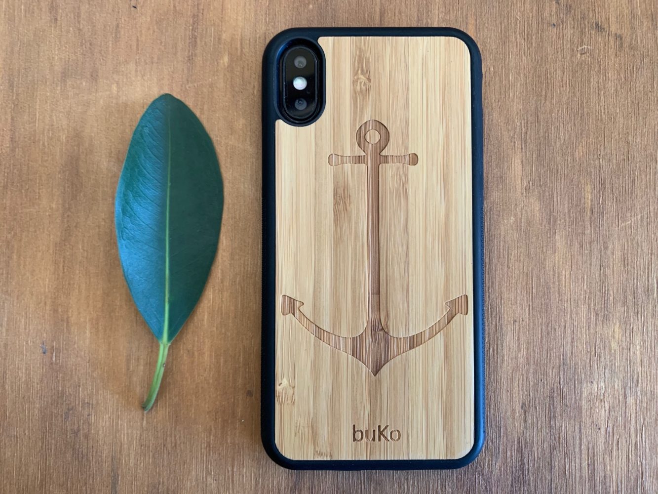 Wooden iPhone X/XS Case with Anchor Engraving