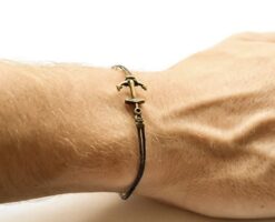 Waxed Rope Bracelet with Anchor