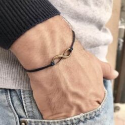black rope bracelet with infinity charm