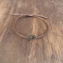 anchor bracelet with brown rope