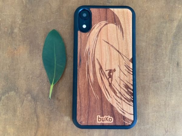 Wooden iPhone XR Case with Surfer Engraving