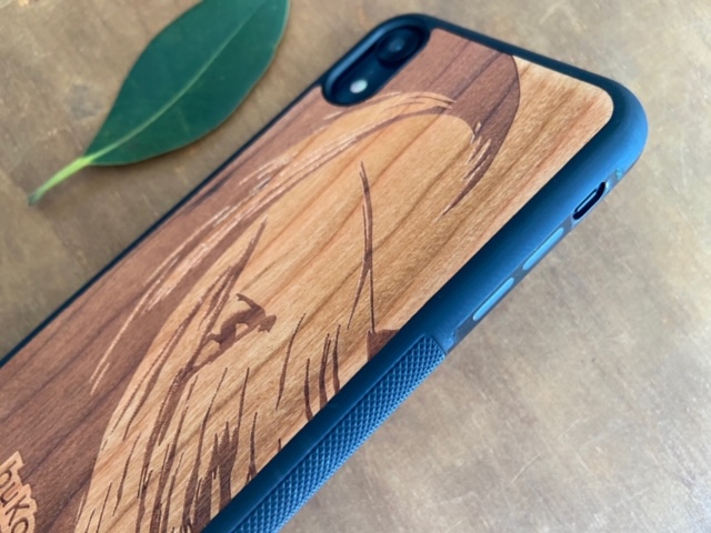 Wooden iPhone XR Case with Surfer Engraving II