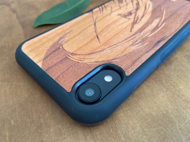 Wooden iPhone XR Case with Surfer Engraving III