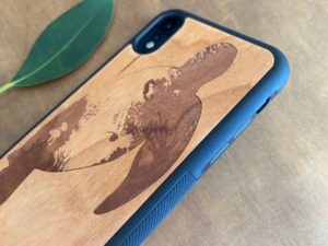 Wooden iPhone XR Case with Turtle Engraving