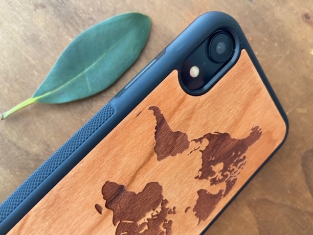 Wooden iPhone XR Case with World Map Engraving