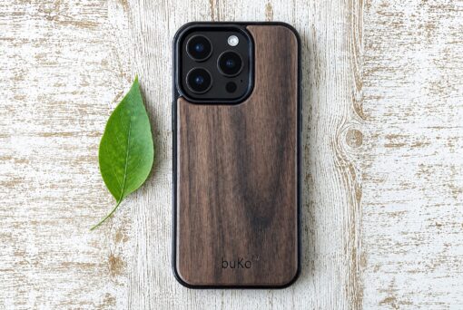 Buko Walnut wood phone case on iPhone 16 Pro