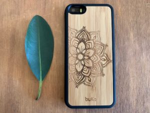 Wooden iPhone 5, 5s, SE Case with Mandala Engraving