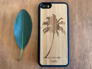 Wooden iPhone 5, 5s, SE Case with Palm Tree Engraving