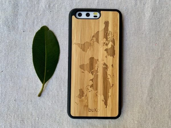 Wooden Huawei P10 Case with World Map Engraving