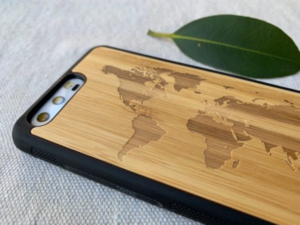 Wooden Huawei P10 Case with World Map Engraving