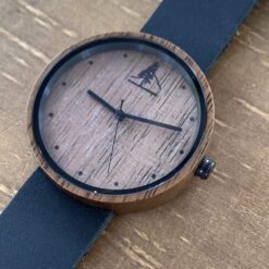Walnut Wood Watch with Leather Band - 38mm