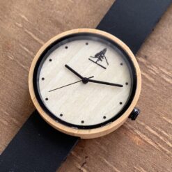 Bamboo & Maple Wood Watch with Leather Band - 38mm