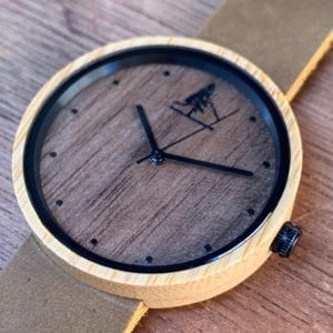 Bamboo & Walnut Wood Watch with Leather Band