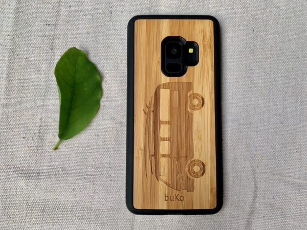 Wooden Galaxy S9/S9 Plus Case with Kombi Van Engraving
