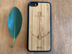 Wooden iPhone 5, 5S, and SE Case with Anchor Engraving