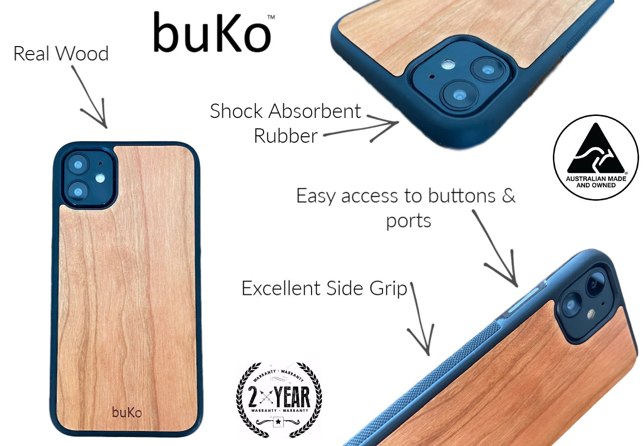 Wooden phone case details
