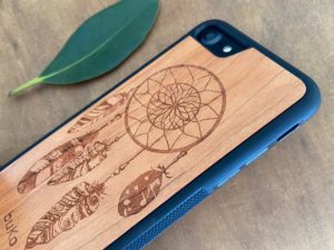 Wooden iPhone 8 and iPhone 8 PLUS Case with Dreamcatcher Engraving II