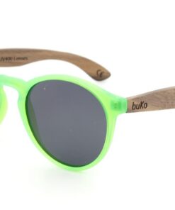 Kids fluro green wooden sunglasses